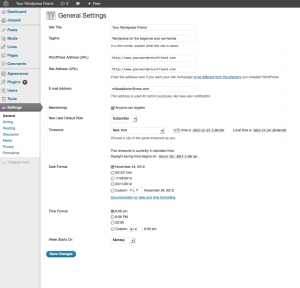 Your Settings In WordPress